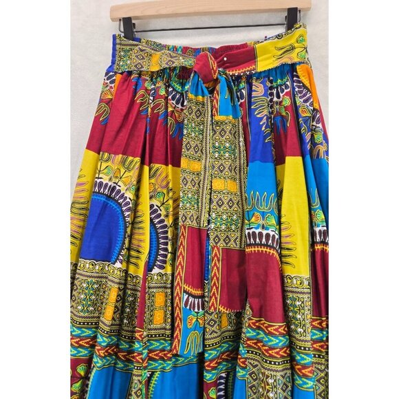 Full Panel Maxi Skirt S/M 28" Elastic Waist Boho Ethnic Tribal Cotton Circular - Picture 4 of 13